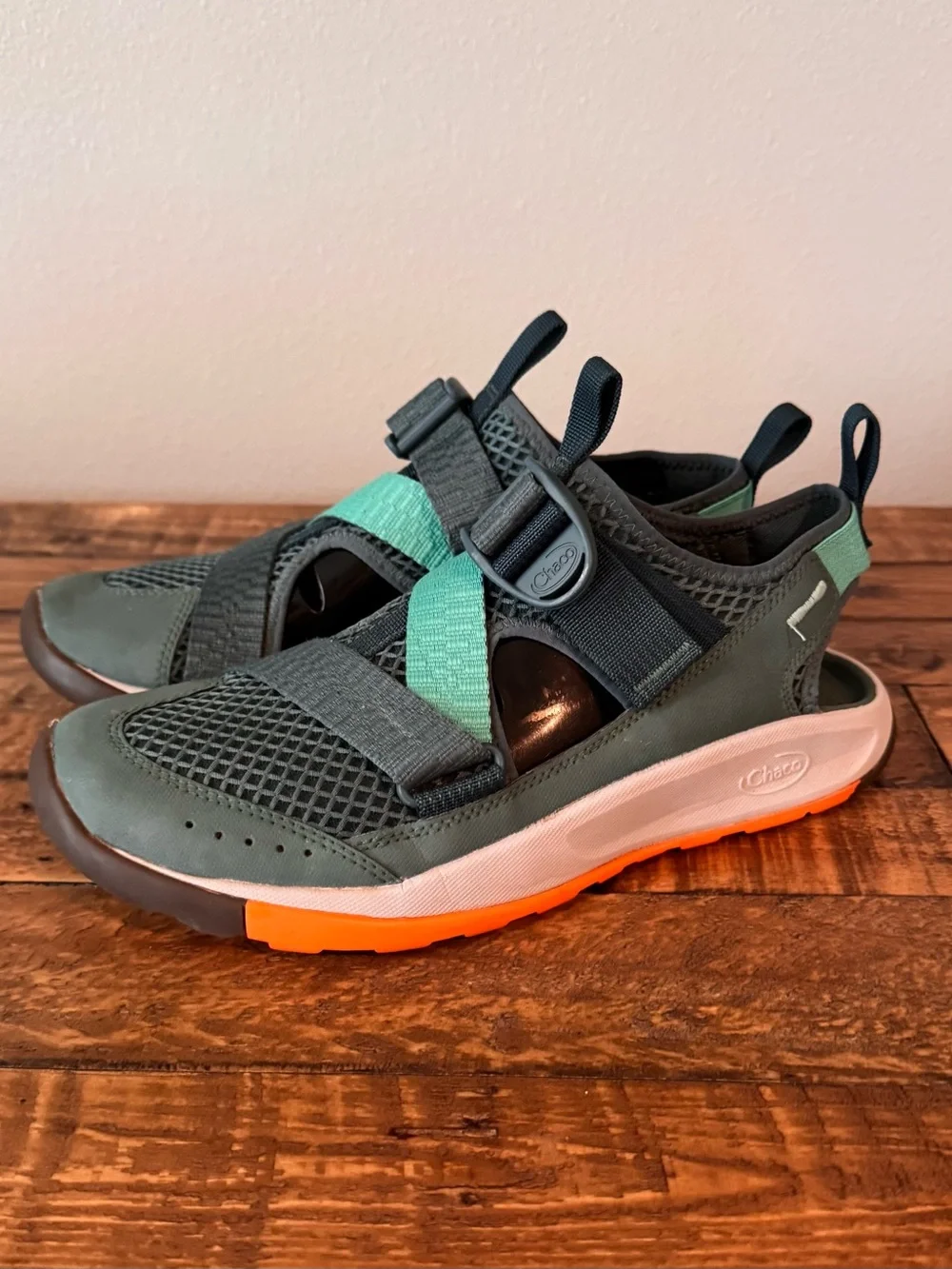 Chaco Men's Odyssey Sport Slip-On Athletic Sandals in Teal and Gray
